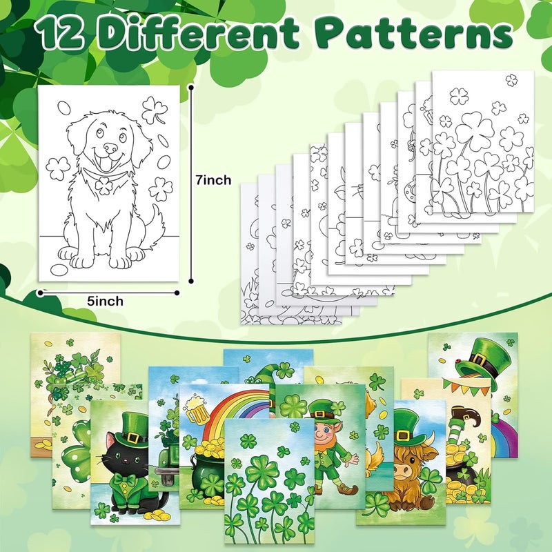 Anseal 12 Packs St. Patrick's Day Pre Drawn Canvas to Paint, 5" X 7" Pre Printed Canvas for Painting, Pre Stretched Canvas Outline Painting Boards for Paint Lovers, Party Favor - Image 3